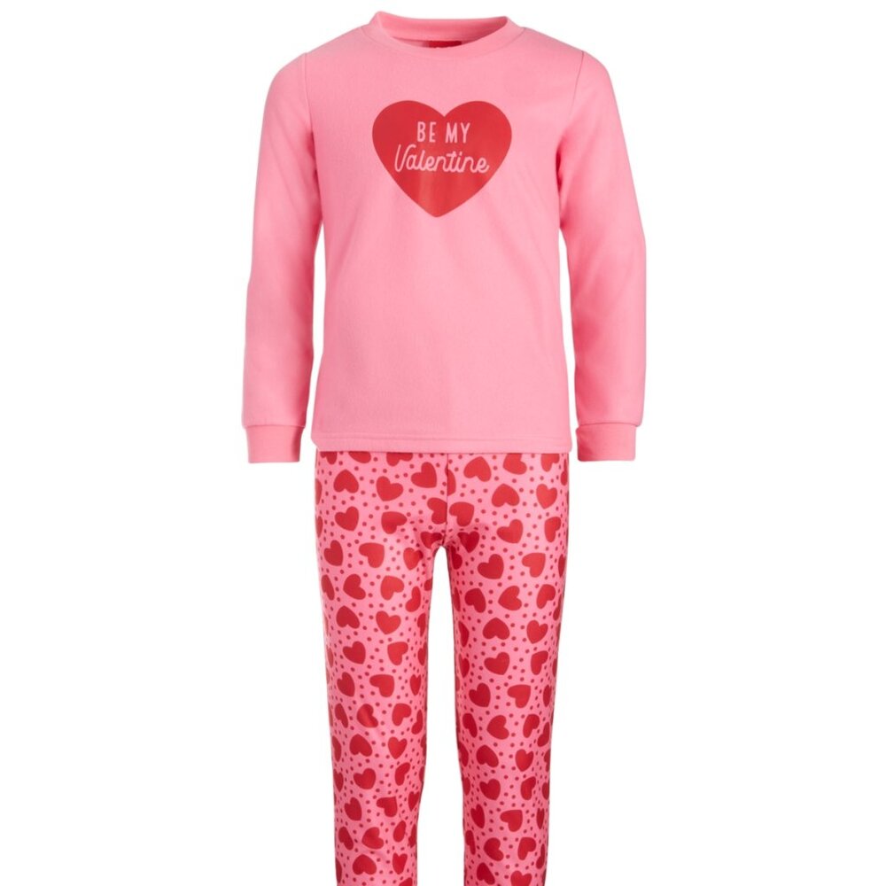 Family Pajamas Kids Be My Valentine Pajamas Set, Pink Tossed Heart